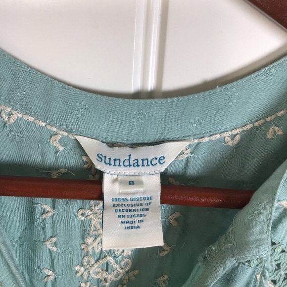 Sundance Light Teal Embroidered Dress Size Medium. - Picture 8 of 10